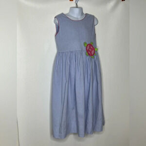 Monday’s Child girls blue turtle appliqué summer dress sz 6x